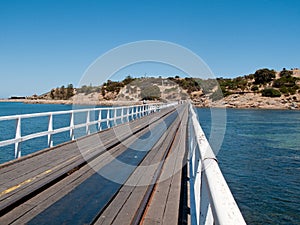 Old pier at Granite Island and Victor Harbor