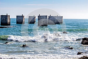 Old pier at Humewood Beach in Port Elizabeth - Waves and ocean at beach