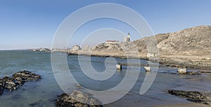 old pier at the Ocean bay west of historical town, Luderitz, Namibia