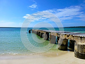 Pier that leads into Caribbean waters, Cayo las Brujas photo