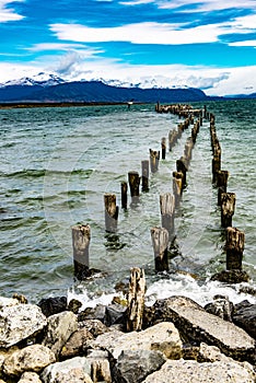 Old pier in Puerto Natales in Chile