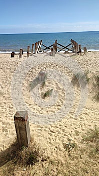 Old Pier Remains, Beach and Sea, Great Yarmouth, Norfolk, England, UK