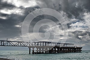 Old pier at sea and nature seascape