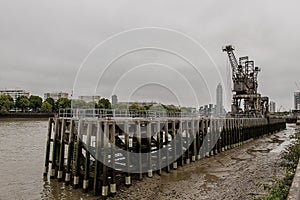 Old Pier by The Thames at Battersea Power Station