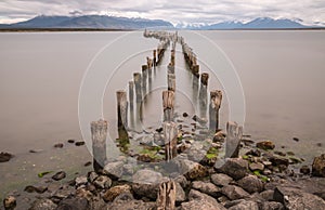 Old pier at Ultima Esperanza Sound in Puerto Natales photo