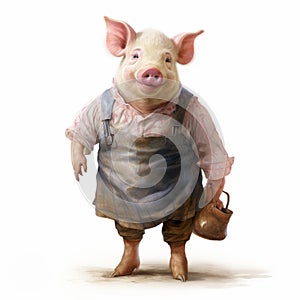 Old Pig In Overalls: Concept Art Inspired Painting photo