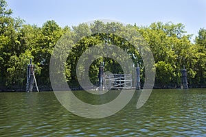 Old pilings along the Connecticut River in East Hartford