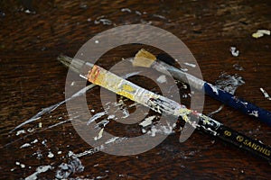 old pincel with paint