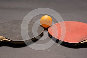 Old pingpong paddles and ball.