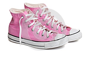 Old pink coloured basketball shoes