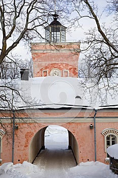 Old Pink Gate In Winter