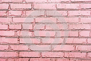 Old pink painted brick wall texture or background. High contrast and resolution image with place for text. Template for design