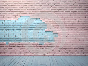 pink pastel and white blue brick wall for a vintage style background