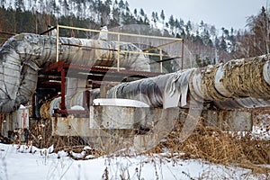 Old pipeline with torn insulation