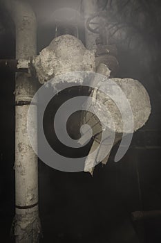 Old Pipes with Asbestos in an Abandoned Building