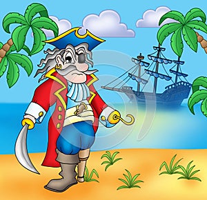 Old pirate on beach