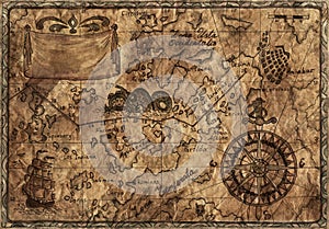 Old pirate map with desaturated effect