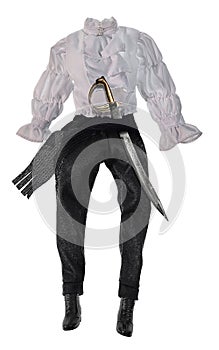 A Old Pirate Outfit with ruffled shirt and dagger