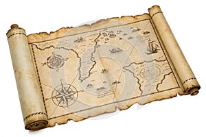 Old pirates map scroll isolated (duplicate of 801