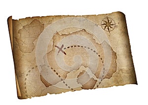 Old pirates treasure map isolated with clipping path included