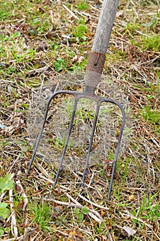 Old pitchfork outside