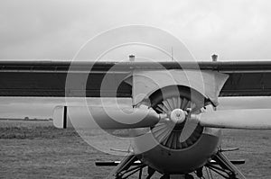 Old plane in black and white colors