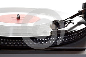 Old player and vinyl phonograph record