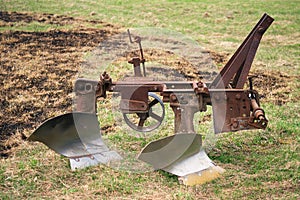 Old plow for tractor