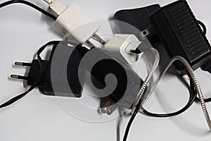 Old plugs for charging mobile phones