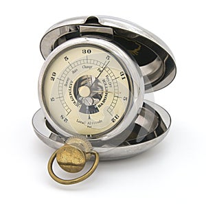 Old pocket barometer altimeter