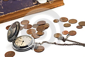 Old pocket watch on a chain