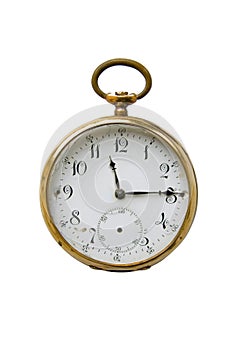 Old pocket watch isolated over white