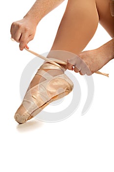 Old Pointe Ballet Hands and Foot Closeup