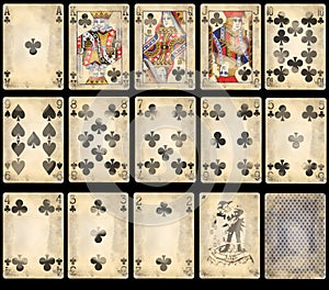 Old Poker Playing Cards - Clubs