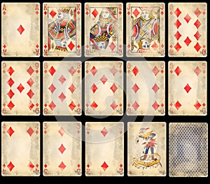 Old Poker Playing Cards - Diamonds photo