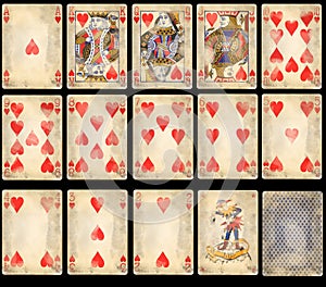 Old Poker Playing Cards - Hearts