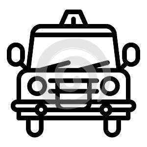 Old police car line icon. Sheriff auto vector illustration isolated on white. Retro patrol car outline style design