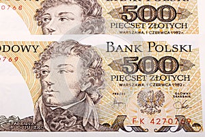 Old Polish money - 500 Zloty a background