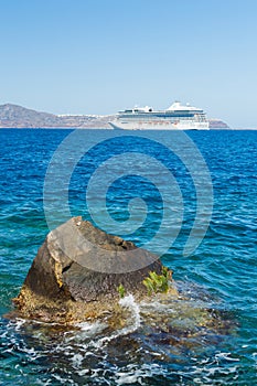 Old port Ammoudi of Oia village at Santorini island in Aegean sea, Greece