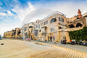 Old port buildings in Yafo, Israel