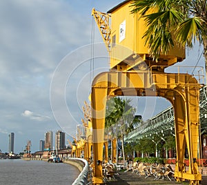 Old port yellow cranes at EstaÃÂ§ÃÂ£o das Docas BelÃÂ©m, Brazil. photo