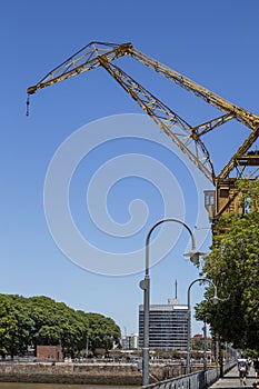 Old port cranes in the financial district of Puerto Madero in Buenos Aires, Argentina