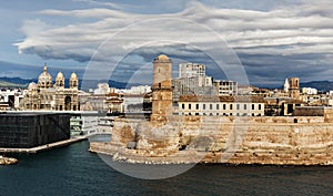 Old port and Fort Saint Jean in Marseille, France