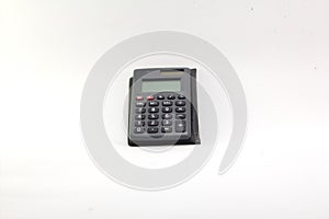 Old portable calculator Lighting system on the White Blackground