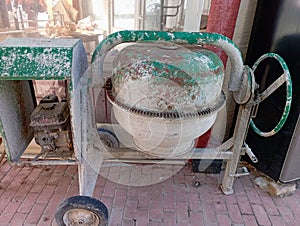 Old Portable cement mixer machine, Crete, Greece