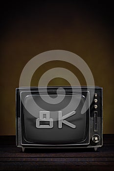 Old portable tv with 8K technology