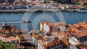The Old Porto neighborhood of Ribeira with the Vila Nova de Gaia on the opposite bank of the Douro River photo