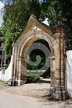 Old portugues arch in the old town of Stone Town on Zanzibar