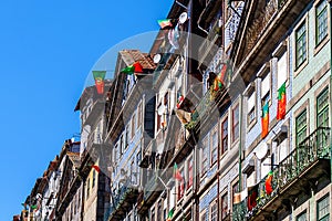 Old portuguese house facades in Oporto  Portugal