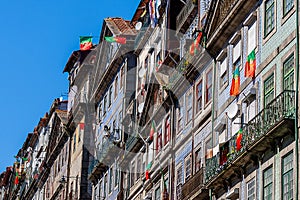 Old portuguese house facades in Oporto  Portugal